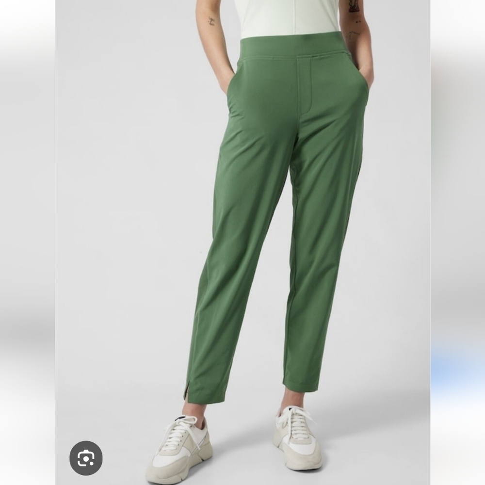 Athleta Brooklyn 10T Ankle Pant Forest Green Straight Leg Size 20